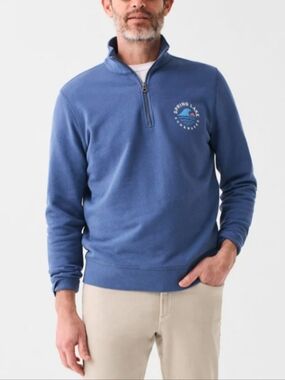 536. Faherty Spring Lake Terry Quarter-Zip | Color: Faded Navy